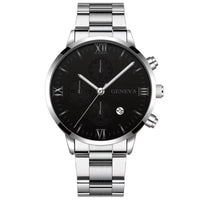 Steel Watch Men'S Stainless Steel Three-Eye Calendar