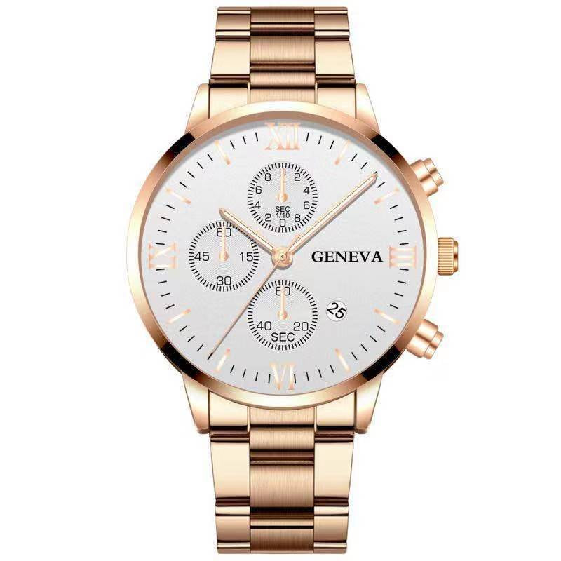 Steel Watch Men'S Stainless Steel Three-Eye Calendar