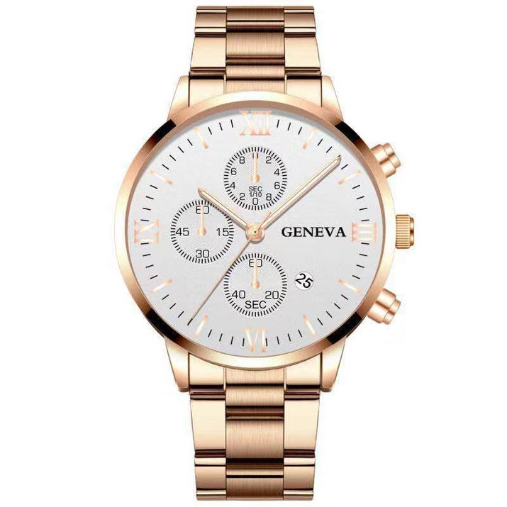 Steel Watch Men'S Stainless Steel Three-Eye Calendar