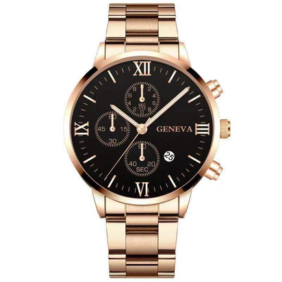 Steel Watch Men'S Stainless Steel Three-Eye Calendar