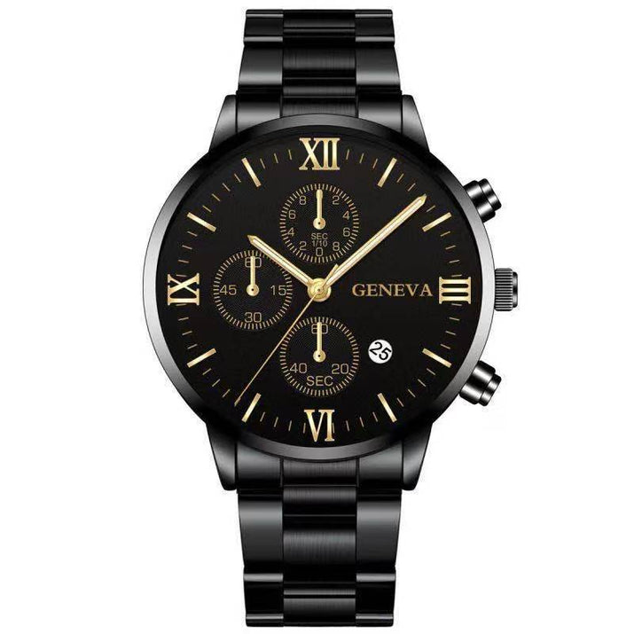 Steel Watch Men'S Stainless Steel Three-Eye Calendar