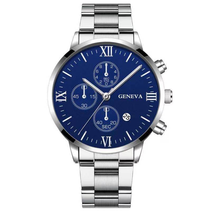 Steel Watch Men'S Stainless Steel Three-Eye Calendar