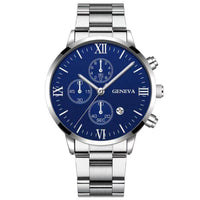 Steel Watch Men'S Stainless Steel Three-Eye Calendar