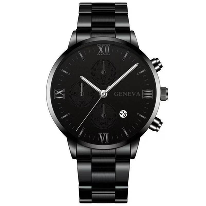 Steel Watch Men'S Stainless Steel Three-Eye Calendar