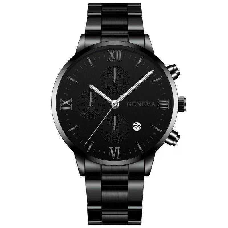 Steel Watch Men'S Stainless Steel Three-Eye Calendar