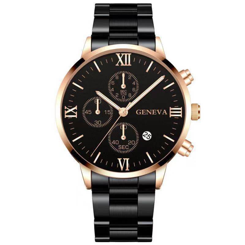 Steel Watch Men'S Stainless Steel Three-Eye Calendar