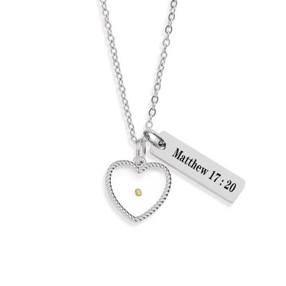 Matthew 17:20 Faith as Small as a Mustard Seed Stainless Steel Pendant Necklaces for Christian Inspirational Jewelry Gifts